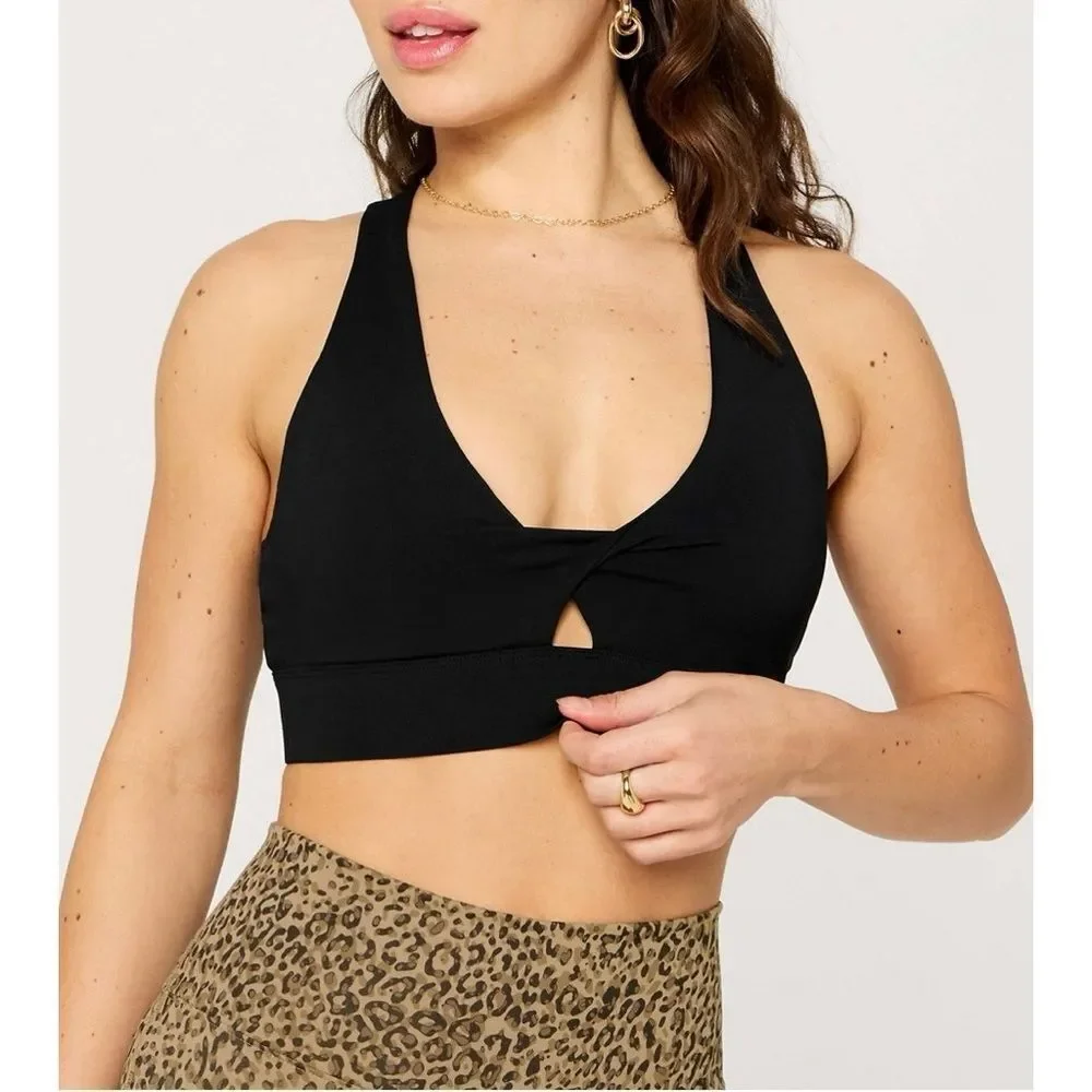 FABLETICS Oasis Twist Medium Impact Sports Bra in Black